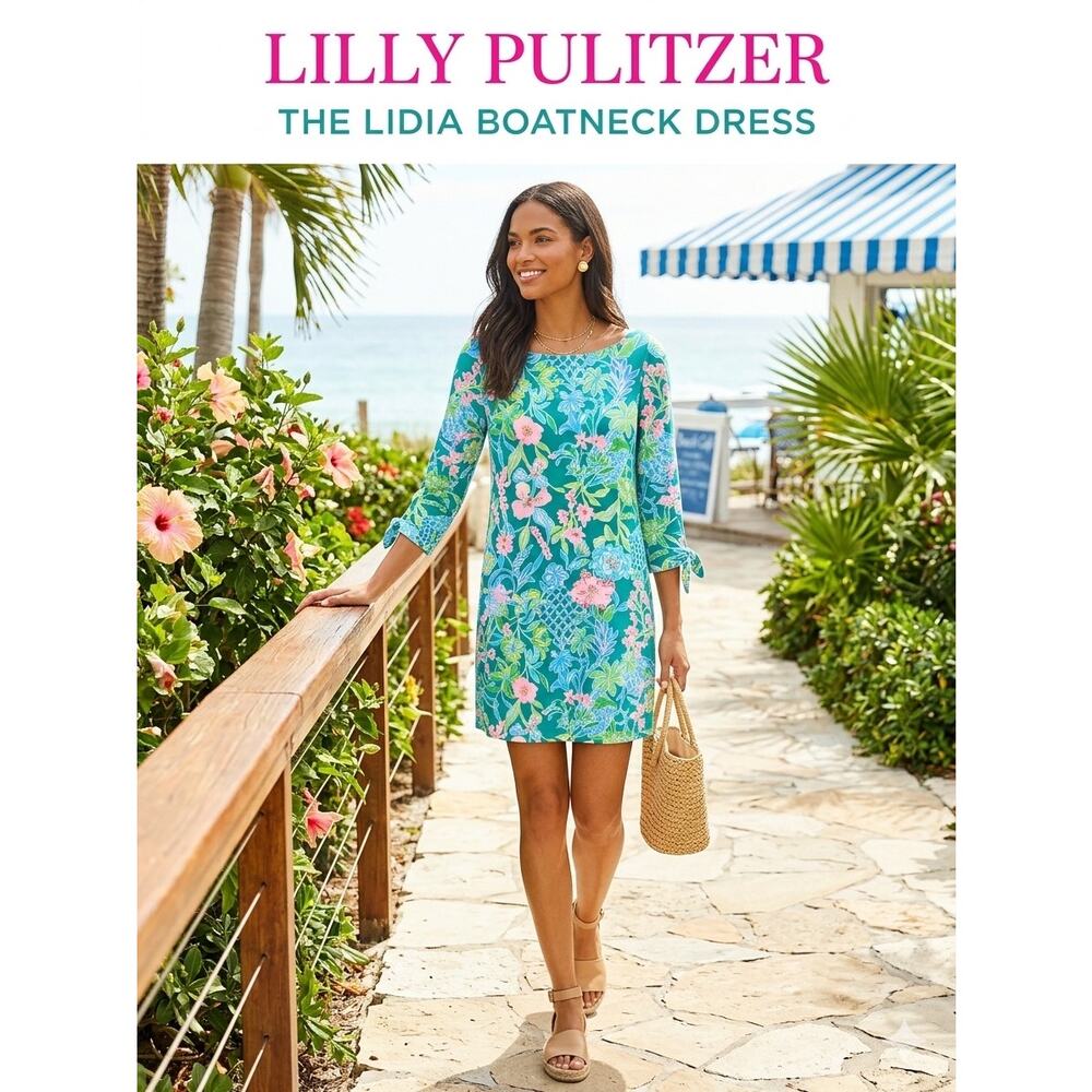 Lilly Pulitzer Lidia Boatneck Dress - Multi Hot on the Vine